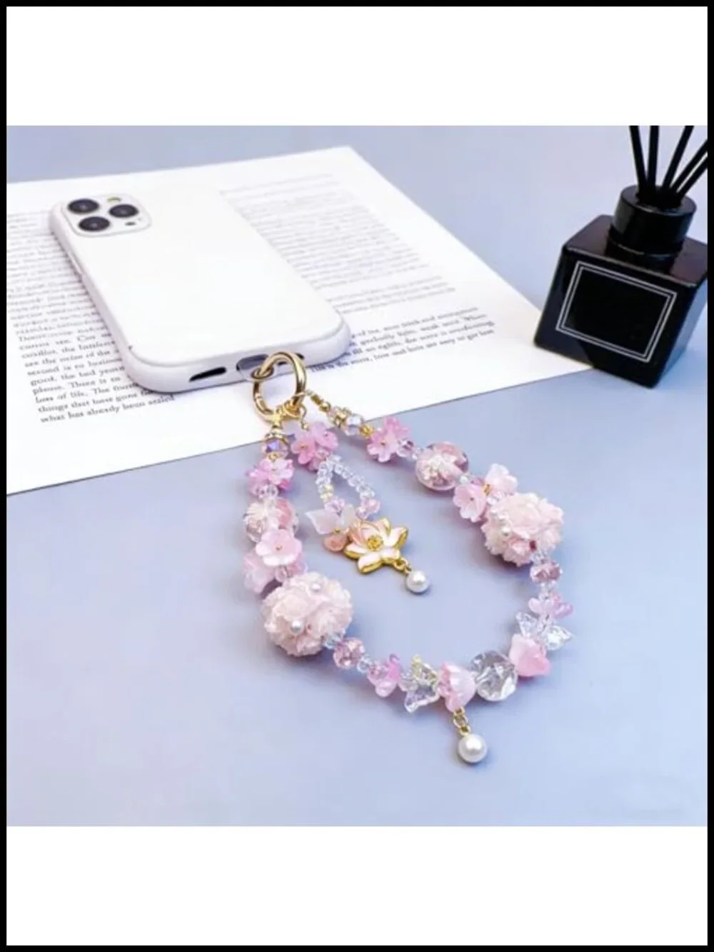 Rhinestone Bag Charm Chain with Heart Tassel Bow Beads Decorative Purse Charm